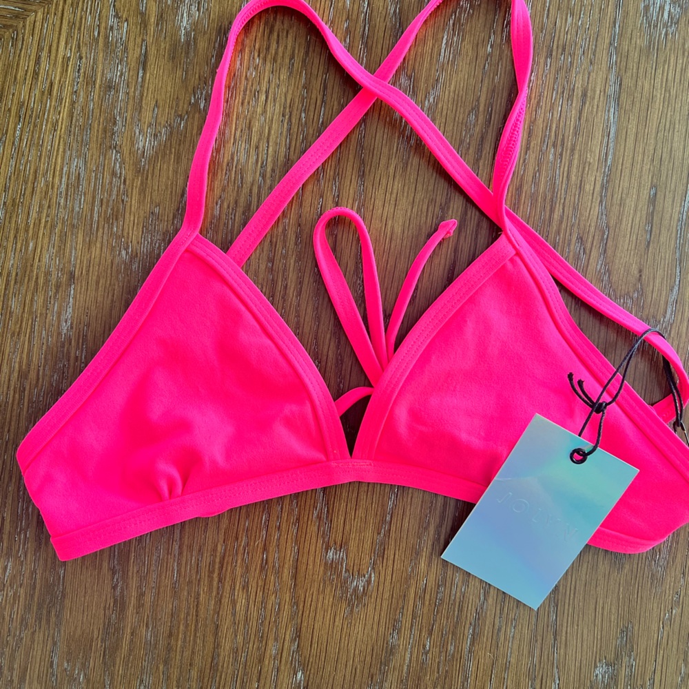 Jolynn, hot pink triangle top tie back. Xs